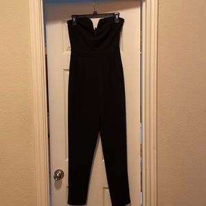 Black, strapless jumpsuit